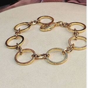 🔥$5/$25 Gold-Tone Circle Link Chain Bracelet With Lobster Clasp Closure
